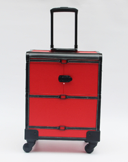 Maquilhador profissional vermelho Case, caixa durável do trole da composição com rodas